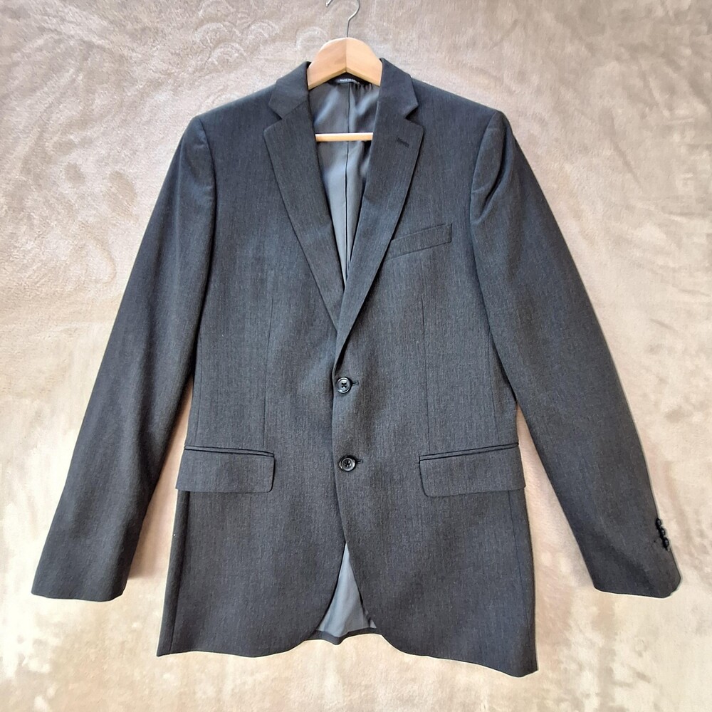 Banana Republic Suit Jacket Mens 38R Gray Wool Slim Fit Double Vent 2 Button